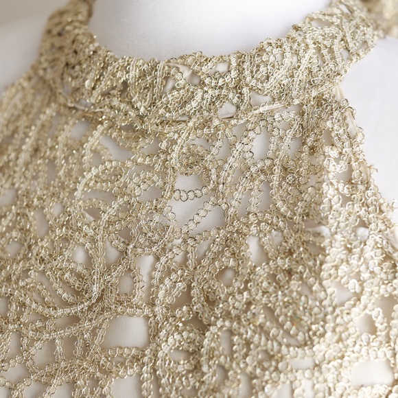 Formal Green Gold Dress Size 14 Homecoming Recital Daddy Daughter Dance NWT - Picture 3 of 6